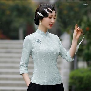 Robes décontractées Party Prom Cheongsams Vintage Femmes élégantes Chemise Slim Qipao Classique Floral Imprimé Robe de style chinois Robe supérieure traditionnelle