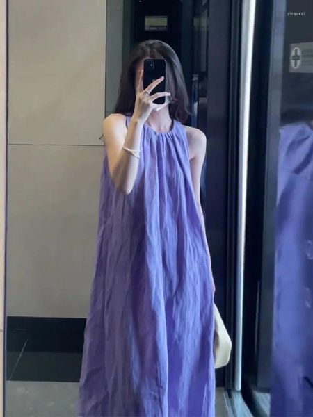 Vestidos casuales cuerpo en forma de pera ligeramente regordete con un vestido sin mangas morado para la versión coreana de verano de verano femenina