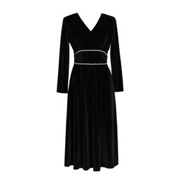 Casual jurken Misschien u Empire V Nek Midi Evening Paty Jurk met lange mouwen Winter Black Elegant D1490
