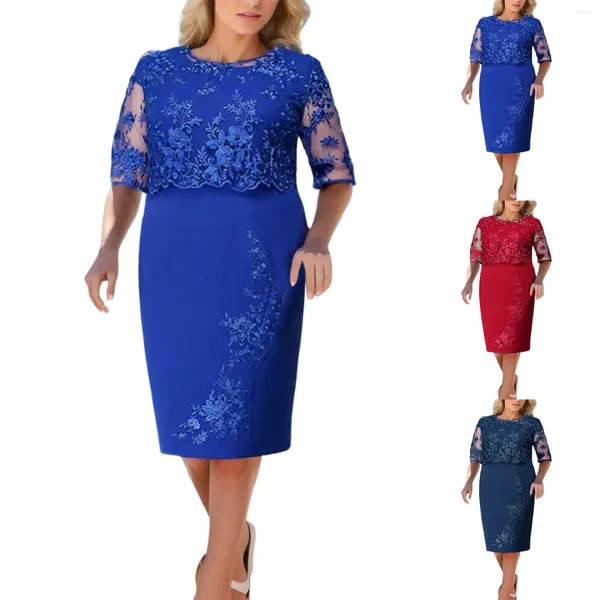 Vestidos casuales talla grande 5xl 4xl mujeres verano otoño vestido elegante encaje femenino azul fiesta de noche vestido grande gordo