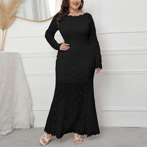 Casual jurken plus maat 5xl prom zwarte zwarte mouw zeemeermin maxi formele avond feestjurk voor vrouwen 2023 elegante sexy kleding