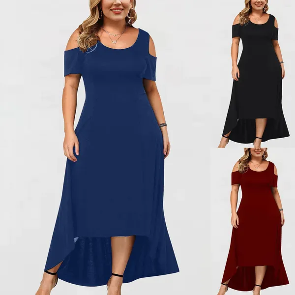 Robes décontractées plus robe de taille pour gras mm 2024 femme été lâche élégant hors de l'épaule femme vestime vestidos