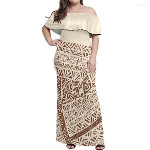 Casual jurken Grote maten elegante jurk 7XL Polynesische tribale kleding Samoaanse Tapa Print Aangepaste dames Sexy zomer off-shoulder