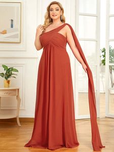 Casual jurken plus size size avond één schouder mouwloze aline vloertang jurk 2023 baziiingaaa van rode luxe bruidsmeisje vrouwen 230221