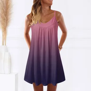 Casual jurken plus size zomer outfits vrouwen gedrukt boho sundress round nek mouwloze tank strandjurk dames