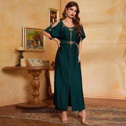 Robes décontractées grande taille soirée de mariage pour les femmes 2023 caftan Abaya dubaï musulman Satin longue Robe de soirée Vestidos Robe Longue Femme