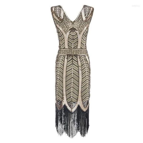 Robes décontractées Plus Taille Mode féminine Robe à clapet des années 1920 Vintage Great Gatsby Charleston Paillettes Gland Années 20 Party3137