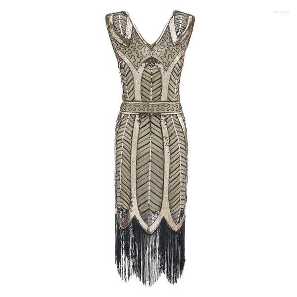 Robes décontractées grande taille femmes mode 1920 s robe à clapet Vintage Great Gatsby Charleston Sequin gland 20 s fête