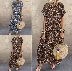 Robes décontractées plus la taille des femmes habiller les dames imprimées léopard jupe longue