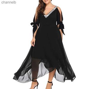 Robes décontractées grande taille femmes robes d'été en mousseline de soie 5XL hors de l'épaule robes élégantes pour les occasions spéciales luxe Maxi robe Mujer L230520