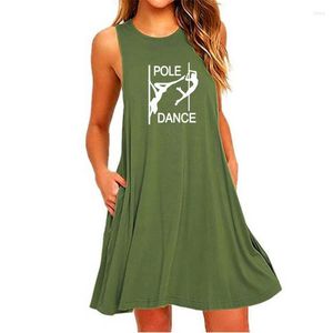 Robes décontractées Pole Dance Girl Graphic Letter Print Sexy Dress Pour Femme Amant Cadeau Sans Manches D'été Femmes Poche