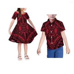 Casual jurken Polynesische kinderen pak bijpassende meisje prachtige jurk Hawaii Tribal jongens shirt Samoa shirts en match