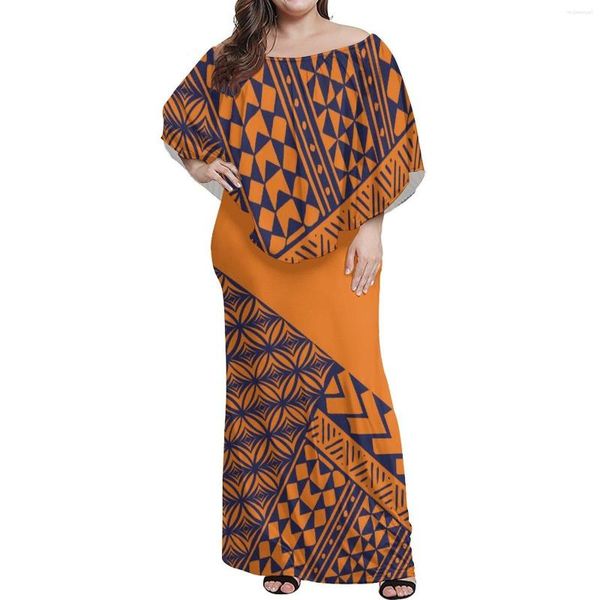 Robes décontractées tribu samoane polynésienne col O dames robe élégante demi-manche Cocktail conception de soutien