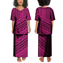 Robes décontractées de tatouage polynésien imprimé d'été à manches courtes courte lâche Puletasi de haute qualité confortable robe tribale ethnique personnalisée Girls