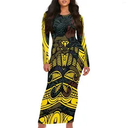 Robes décontractées Polynésien Tribal Tongan Tottem Tattoo Tonga Impressions 2024 Plus taille Robe Summer Luxury Robe Femme Femme Boho Beach