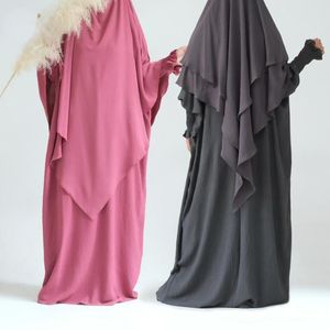 Robes décontractées Robe de prière Couleur solide Jazz crêpe Dubaï Muslim turc Abaya Vêtements islamiques Femmes Modestes tenues modestes Ramadan Eid Hijabi