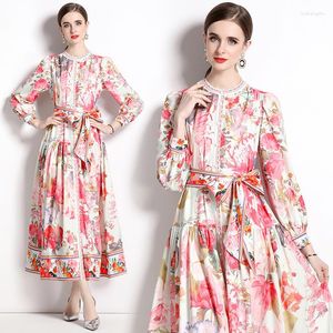 Robes décontractées Premium Candy Color Fragmented Flowers Extra Long Large Dress Pastoral Fairy Temperament Spring Vêtements pour femmes
