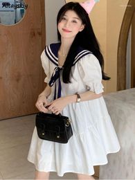 Casual jurken preppy stijl mini witte vrouwen zeeman kraag zoete Koreaanse mode studenten zomer all-match a-line vestidos mujer
