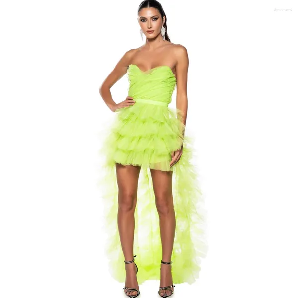 Vestidos casuales bastante verde tul alto vestido bajo cariño malla con gradas fiesta formal vestido de fiesta corto vestidos de gala mujer por encargo