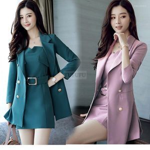 Casual jurken Professional jurk suit dames mode slanke fit kort blazer jas top midi potlood zwart witte kantoor dame business