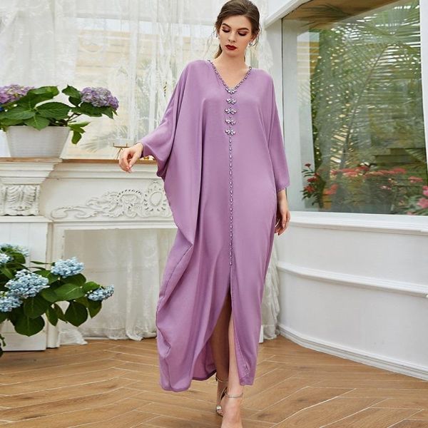Robes décontractées Violet Africain pour femmes 2023 Dashiki Automne Printemps Maxi Robe Dames Vêtements Traditionnels Fée Musulmane Abaya