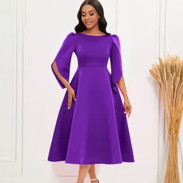 Robes décontractées Robe violette Banquet d'automne féminin jupes élégantes Fashion grande Swing Summer Fête 2024 TREND MONO MUJER VERANO