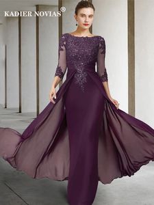 Robes décontractées violet mère de la mariée dentelle pour longue fête femme mariages robe de madrinha 230221