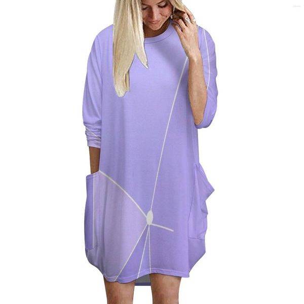 Robes décontractées Mur violet 2.0 Robe à manches longues pour femmes Pocket Pullover mode wdw world instagram graphic 90s