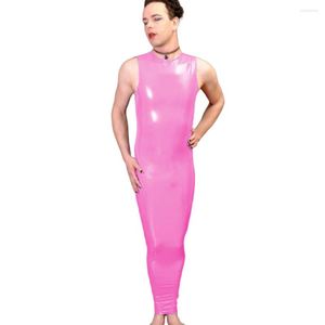 Casual jurken PVC Bondage Hobble Dress Mens Sissy Tank Bodycon Two Way rits Enkle Lengte Party Club Performance Fetisj Vestido S-7XL