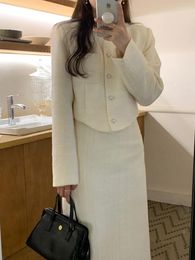 Casual jurken Q-W Adies Japanse streetwearrsvppap Officials Store Franse stijl retro debutante pak met enkele rij knopen, korte jasjurk