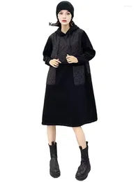 Vestidos casuales qpfjqd 2024 moda coreana vestida larga damas invierno holgazanes holgadas de piel tibia