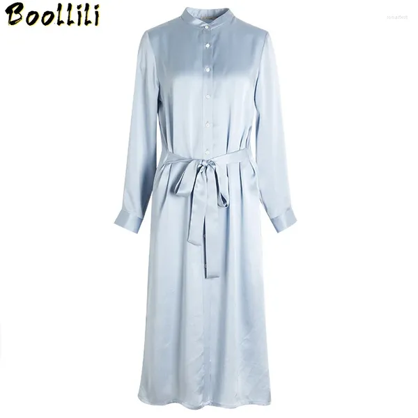 Robes décontractées Real Silk Boollili Robe Femme Printemps Automne Office Corée Lady Elegant Party Woman Vestidos Mujer