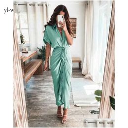 Robes décontractées Vente au détail Femmes Chemise Designer Commuting Plus Taille S3XL Robe longue Mode Forgé Visage Vêtements Drop Livraison Vêtements WOM 2771