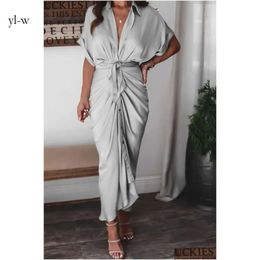 Robes décontractées Détail Femmes Chemise Designer Commuting Plus Taille S3XL Robe longue Mode Forgé Visage Vêtements Drop Livraison Vêtements Wom 7559