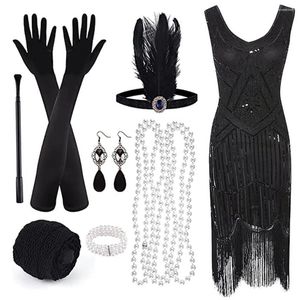 Vestidos casuales retro 20s 1920s Flapper Flaper Depess Dadbits The Great Gatsby Women's Sequins Tassel Fringe Evening