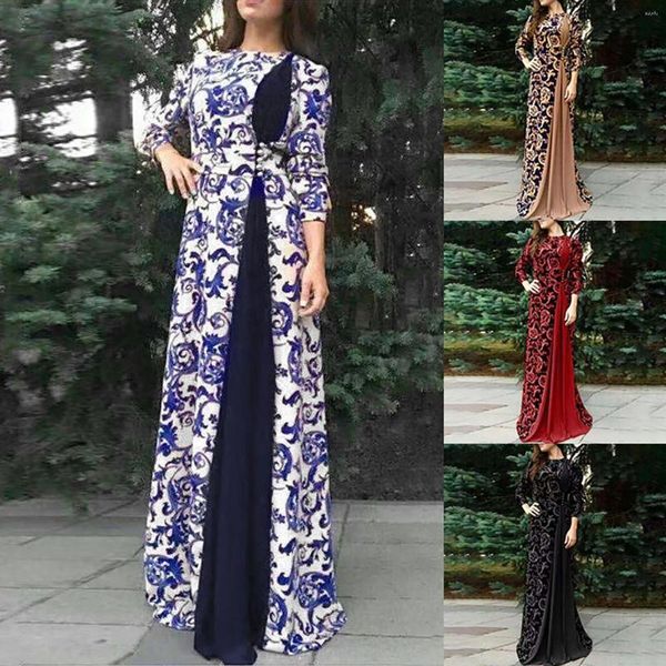 Vestidos casuales Retro Floral Vestido largo Abaya para mujeres Dubai Lujo 2024 Ropa musulmana Noche islámica Femme