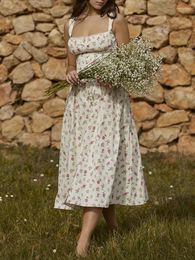 Robes décontractées Robe Floral Robe de vacances pour femmes Femmes 2024 Contrôles féminins de la mode printemps