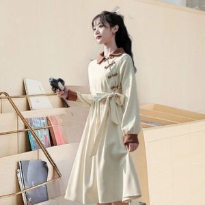 Robes décontractées Rétro Han Elements Femmes Robe Style chinois Amélioré Cheongsam Femme 2024 Printemps Doux Tout-match