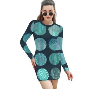 Casual jurken retro Noordse patroon bodycon jurk Celestial Bodies Midnight Sexy Holiday Long Sleeve Street Style Graphic 2xlcasual