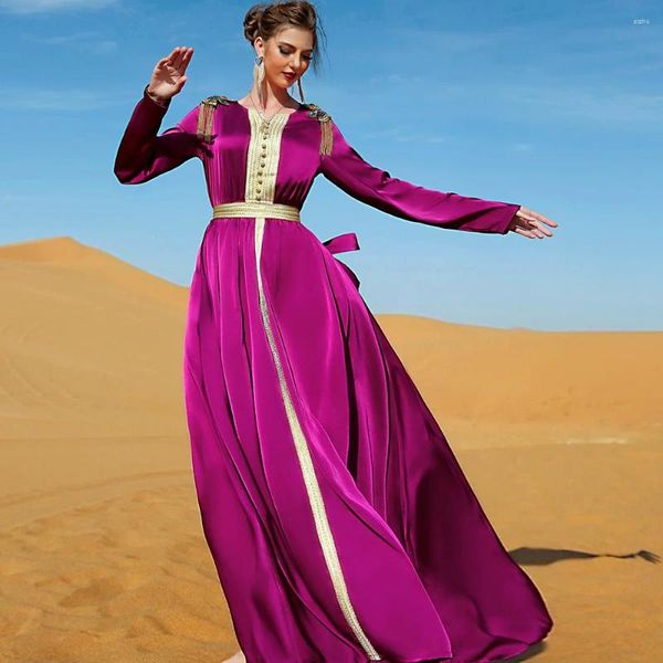 Vestidos casuales Rhinestones Toade Eid Bordado de bordado Vestido para mujeres Ramadán Jalabiya Muslim Abaya Maxi Moroccan Caftan Vestidos