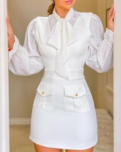 Casual jurken rmsfe 2024 lente en herfst dames mode witte mouwloze v -neck vest rok vast - zonder shirt jurk