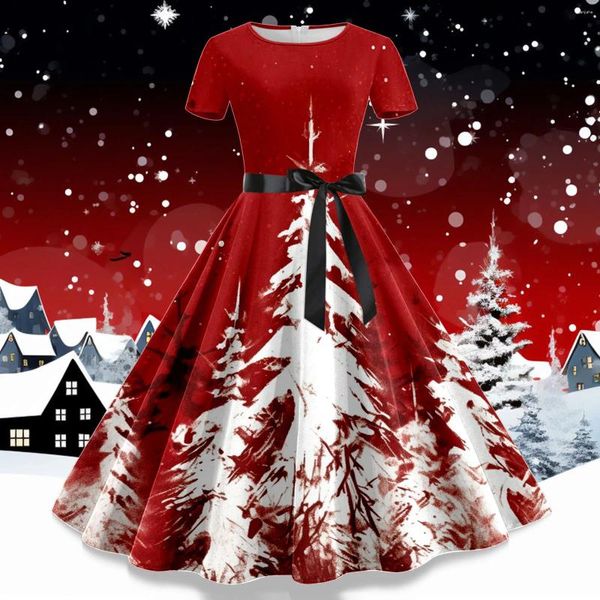 Robes décontractées robe Noël pour femmes pin-up d'hiver rockabilly sexy cosplay fête de fête du Père Noël.