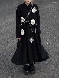 Robes décontractées rosetic goth conçu la mode Robe rétro-dame à manches longues patchwork pullor lâche style gothique dames pour l'hiver d'automne