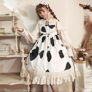 Vestidos casuales Cuento de hadas real Japonés Hermana suave Princesa LOLITA Vestido Mujer Leche Patrón de vaca Impreso Original Lindo WQ1597 Fábrica