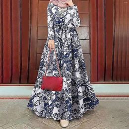 Casual jurken gegolfde jurk dames moslim moslim vintage pullover van lange mouwen abaya gebedskleding