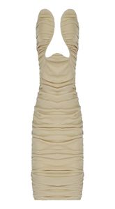 Vestidos casuales S 2021 Mujeres Summer Negro Nude Corte sin tirantes Ruched Ruched Mini Party Vestido Whole5466618