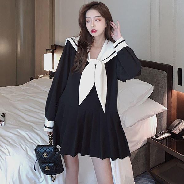 Robes décontractées marin noir femmes grande taille robe Lolita fête Kawaii japonais doux ange Jsk fée Cosplay robe Oodji chemise Harajuku