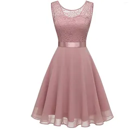 Casual Jurken Uitverkoop 2023 Lang Roze Kant Bruidsmeisje Elegant Bruiloft Gast Jurk Chiffon Mouwloos Bruidsmeisje Voor Dames Op Maat