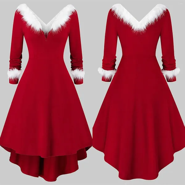 Vestidos casuales Santa Claus Cosplay Traje Navidad Festivo Sexy Rojo Sin tirantes Vestido bordado Fiesta Vestidos de Verano Mujer 2023