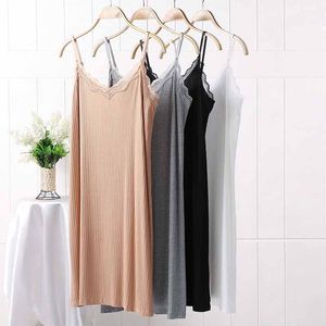 Casual Jurken Naadloze Volledige Slip Jurk Voor Vrouwen Zomer Dunne Ijs Zijde Petticoat Onderrok Mouwloze Band Nachtjapon Vest Innerlijke M-4XL